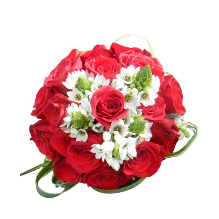 Bouquet de Rosas rojas y estrellas de belen