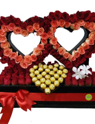 Doble Corazon de rosas