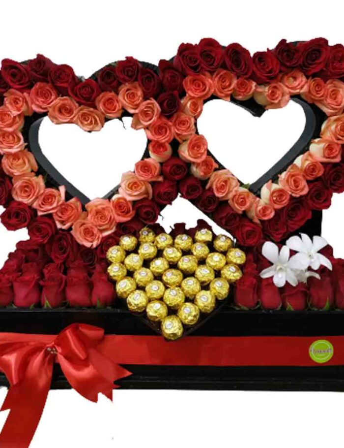 Doble Corazon de rosas