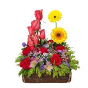 Arreglo de gerberas y rosas