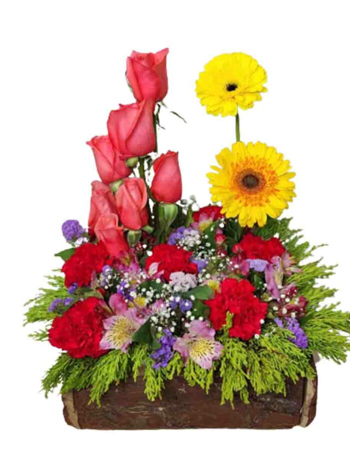 Arreglo de gerberas y rosas