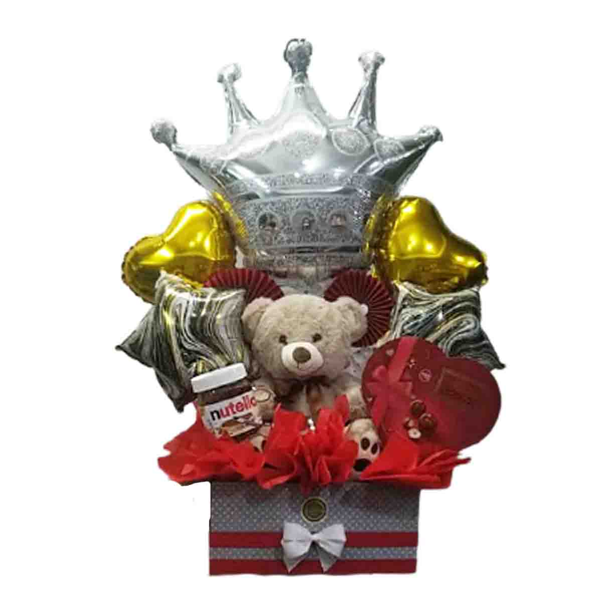 peluche grande con chocolates y rosas 