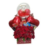 Arreglo de rosas Globos y Chocolates Grande