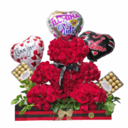 oso de rosas naturales y chocolates