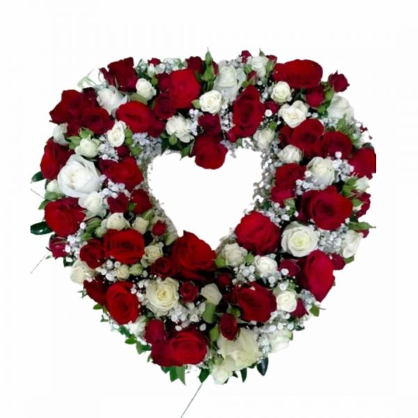 Corazon de rosas arreglo funerario