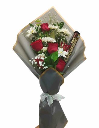 Ramo de 6 rosas y chocolate