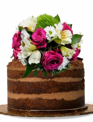 topper de flores naturales para torta
