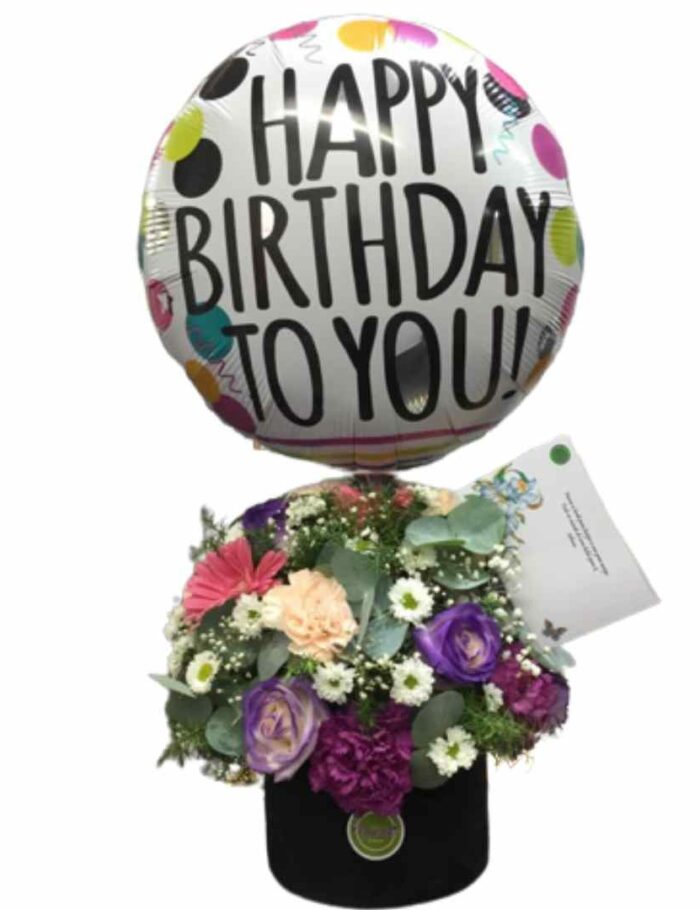 Caja de Flores con Globo