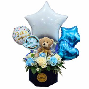 Regalo con rosas y peluche