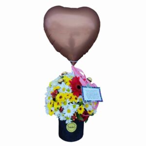 Caja de Flores con Globo