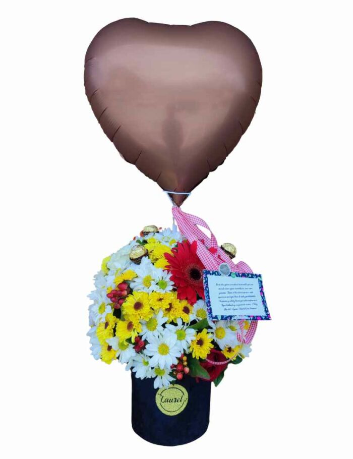 Caja de Flores con Globo