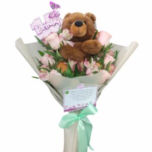 Ramillete de rosas y Peluche