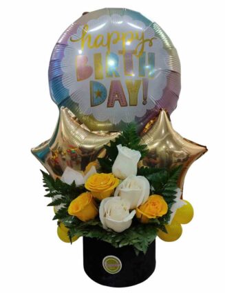 Box de rosas y globos love 2